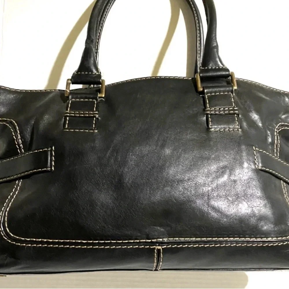 Michael Kors black leather satchel handbag